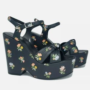 Saint Laurent 38.5 Candy 55 Flower Wedge Sandal